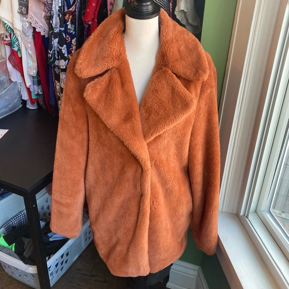 Women's Teddy Jacket in Rust Orange - Picture 2 of 11